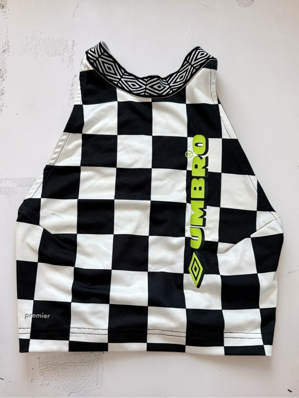UMBRO Women’s XS Checkered High Neck Sleeveless Crop Tank Top w/ Strappy Back